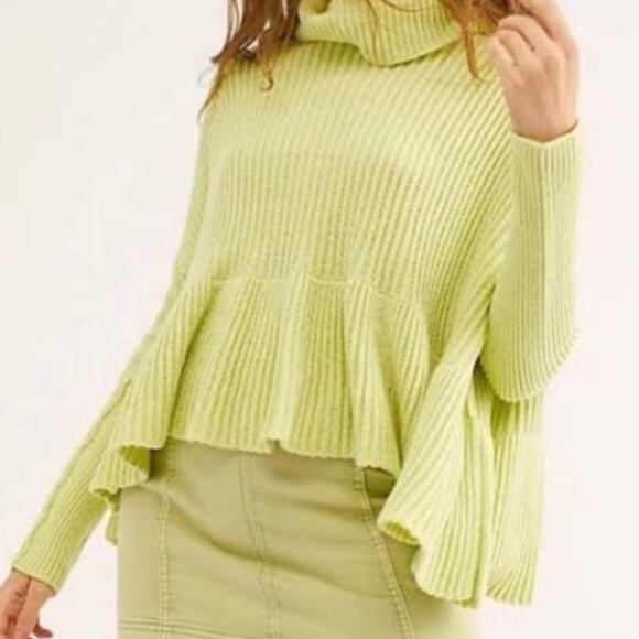 Free People Sweaters - Free People Key Lime Layer Cake Peplum Sweater